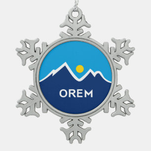 Vlag van Orem, Utah Tin Sneeuwvlok Ornament
