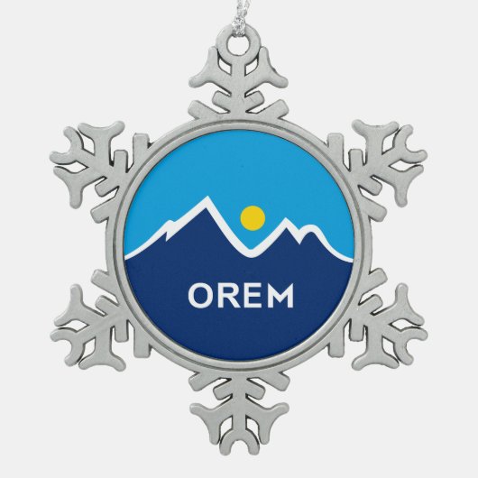 Vlag van Orem, Utah Tin Sneeuwvlok Ornament (Voorkant)