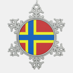 Vlag van Orkney Snowflake Pewter kerstversiering Tin Sneeuwvlok Ornament