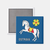 Vlag van Ostrava, Tsjechië Magneet (Voorkant / Achterkant)