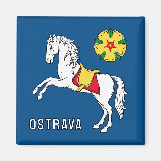 Vlag van Ostrava, Tsjechië Magneet (Voorkant)