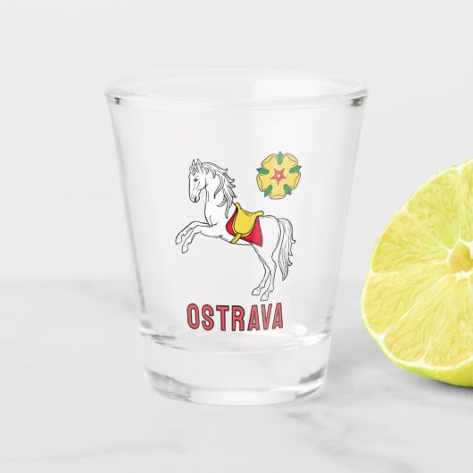 Vlag van Ostrava, Tsjechië Shot Glas (Voorkant)