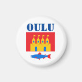 Vlag van Oulu, Finland Magneet (Voorkant)