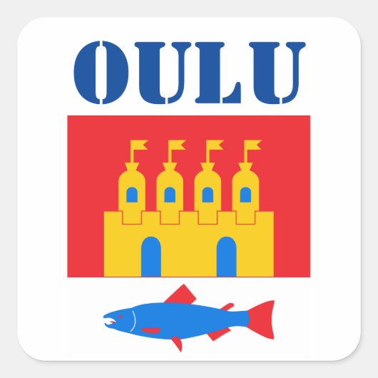 Vlag van Oulu, Finland Vierkante Sticker (Voorkant)