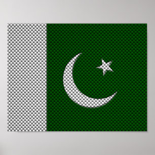 Vlag van Pakistan met het effect van koolstofvezel Poster