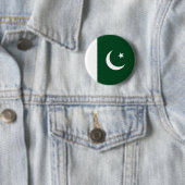 Vlag van Pakistan op de Pin-Button badge Ronde Button 5,7 Cm (In situ)