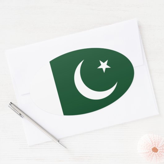 Vlag van Pakistan Ovale Sticker (Envelop)