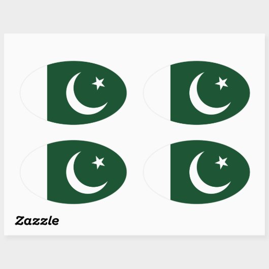 Vlag van Pakistan Ovale Sticker (Vel)