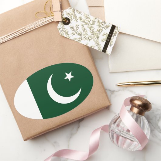 Vlag van Pakistan Ovale Sticker (Geschenken)
