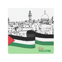 Vlag van Palestina en oude huizen met de hand gete