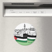 Vlag van Palestina en oude huizen met de hand gete Magneet (Insitu (Vaatwasser))