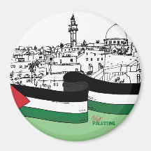 Vlag van Palestina en oude huizen met de hand gete
