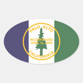 Vlag van Palo Alto, Californië Ovale Sticker