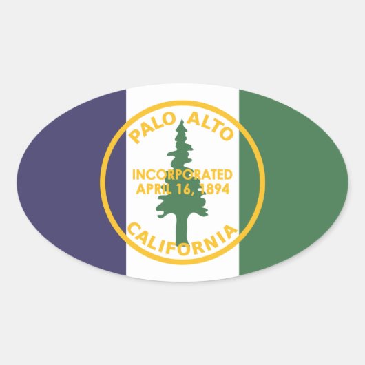Vlag van Palo Alto, Californië Ovale Sticker (Voorkant)