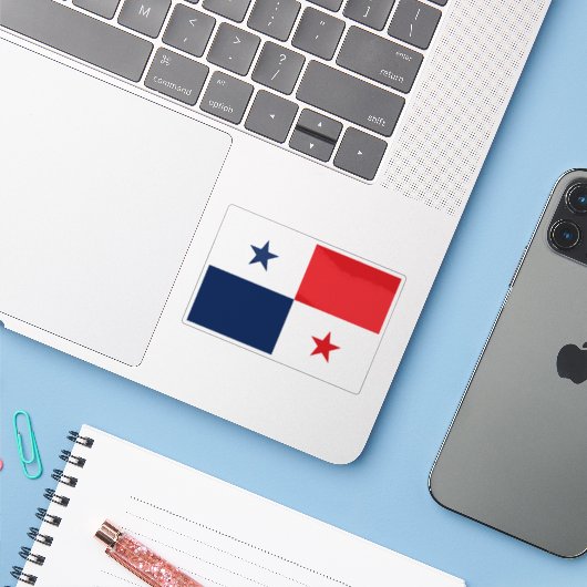 Vlag van Panama Sticker (Laptop met iPhone)