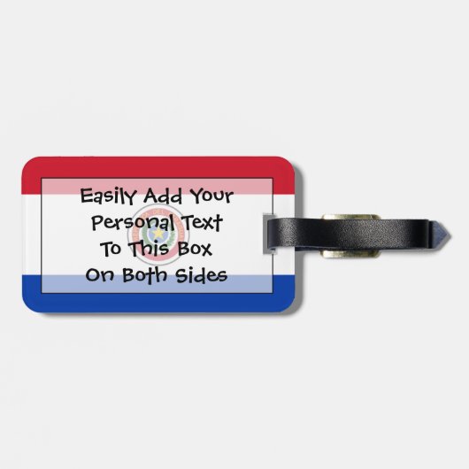 Vlag van Paraguay Easy ID Personal Bagagelabel (Achterkant horizontaal)