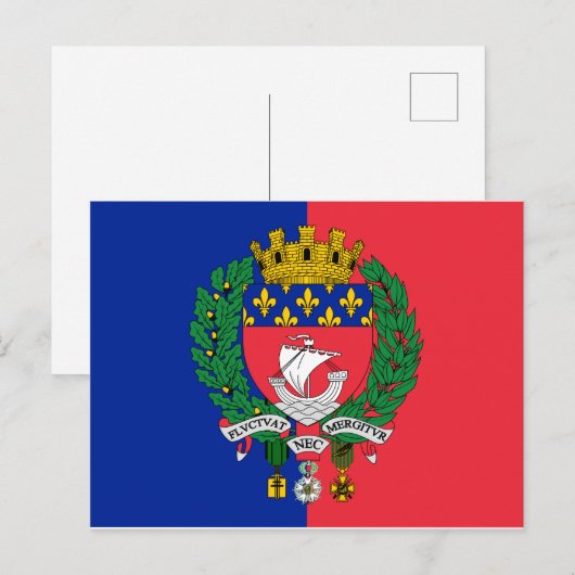 Vlag van Parijs, Frankrijk Briefkaart (Voorkant / Achterkant)
