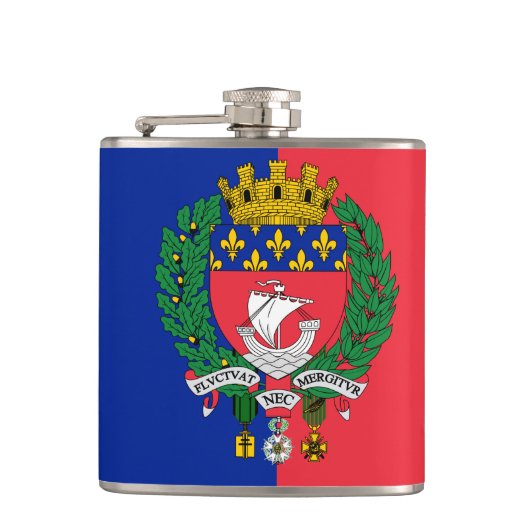Vlag van Parijs, Frankrijk Heupfles (Voorkant)