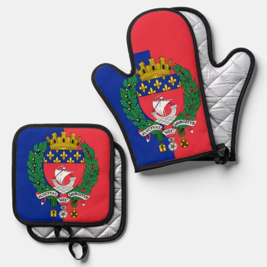 Vlag van Parijs, Frankrijk Ovenwant & Pannenlap Set (Voorkant / Achterkant)