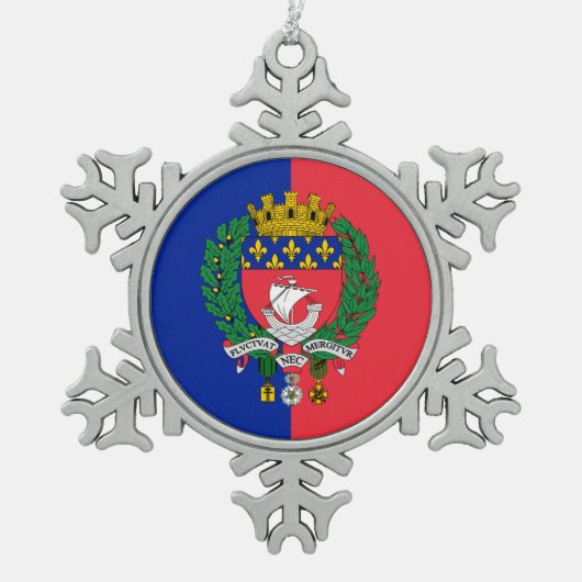 Vlag van Parijs, Frankrijk Tin Sneeuwvlok Ornament (Voorkant)