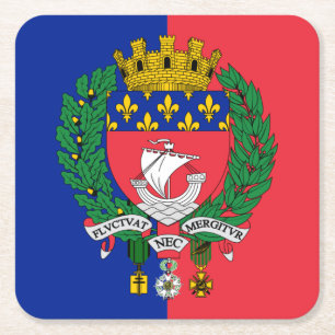 Vlag van Parijs, Frankrijk Vierkant Papieren Onder Kartonnen Onderzetters