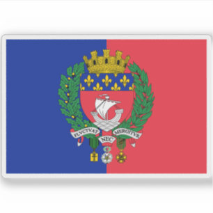 Vlag van Parijs (met wapenschild) Sticker