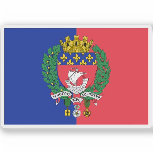 Vlag van Parijs (met wapenschild) Sticker (Voorkant)