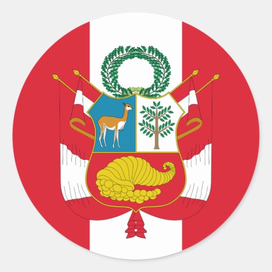 Vlag van Peru & Wapen, Vlag van Peru Ronde Sticker (Voorkant)