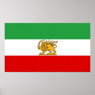 Vlag van Perzië / Iran (1964-1980) - ش خ ی ر ر Poster