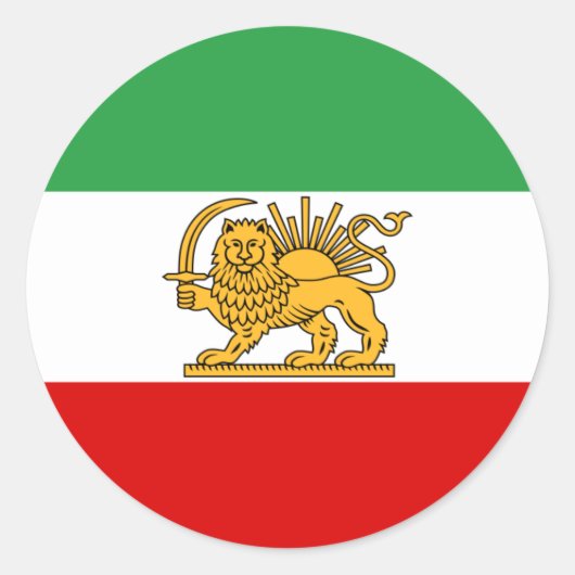 Vlag van Perzië/Iran (1964-1980) Ronde Sticker (Voorkant)