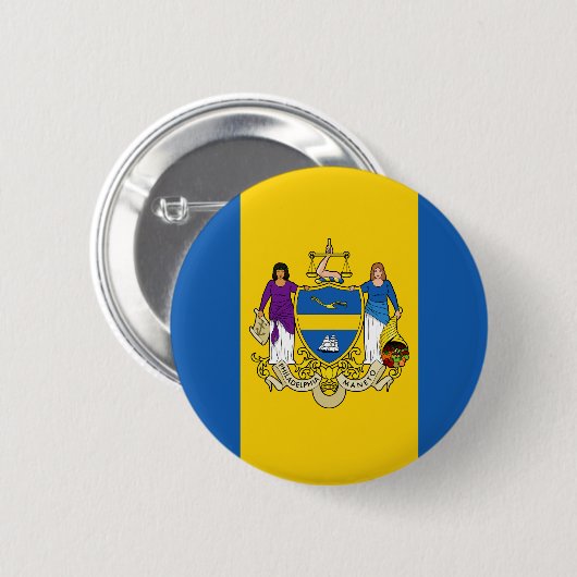 Vlag van Philadelphia, Pennsylvania Pinback Button (Voorkant /achterkant)
