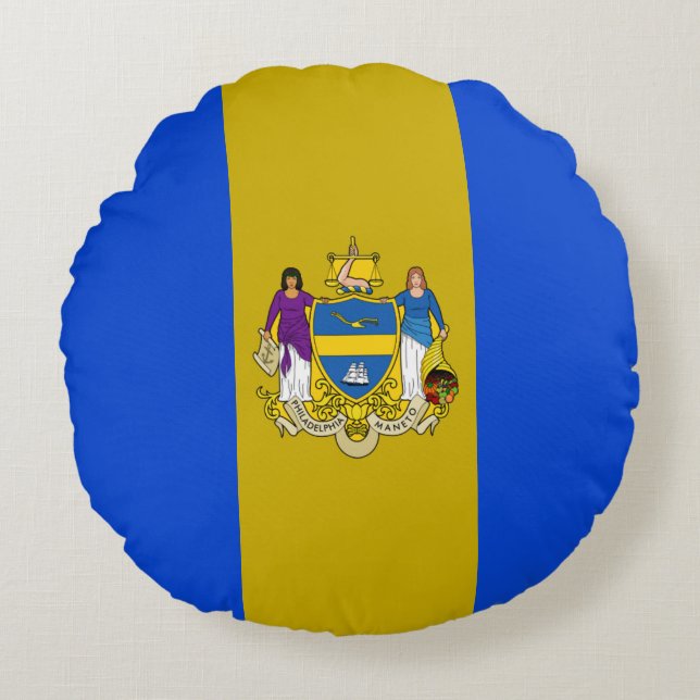 vlag van Philadelphia (Pennsylvania) Rond Kussen (Voorkant)