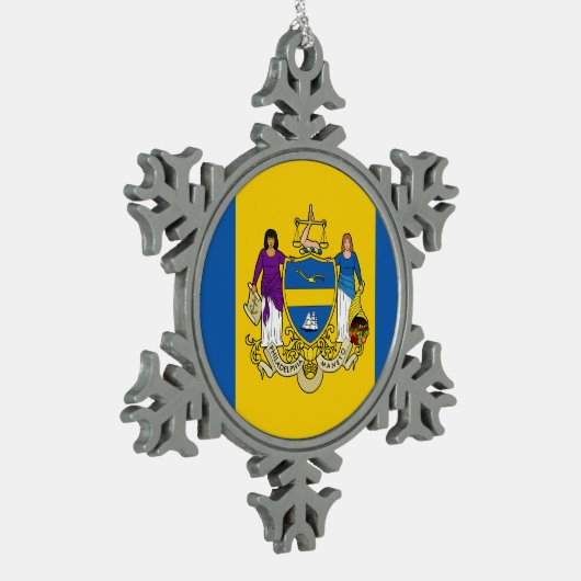 Vlag van Philadelphia, Pennsylvania Snowflake Pewt Tin Sneeuwvlok Ornament (Links)