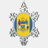Vlag van Philadelphia, Pennsylvania Snowflake Pewt Tin Sneeuwvlok Ornament (Rechts)