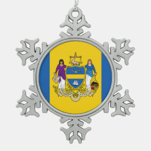 Vlag van Philadelphia, Pennsylvania Snowflake Pewt Tin Sneeuwvlok Ornament