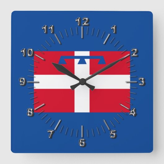 Vlag van Piemonte (Italië) Vierkante Klok (Voorkant)