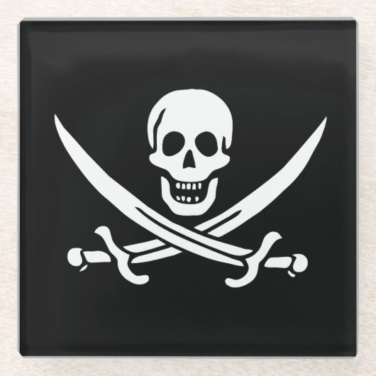 Vlag van Pirate Jolly Roger Glazen Onderzetter (Voorkant)