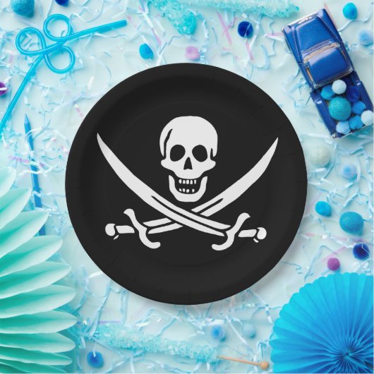 Vlag van Pirate Jolly Roger Papieren Bordje (Feest)