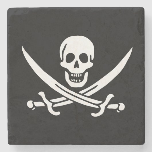 Vlag van Pirate Jolly Roger Stenen Onderzetter (Voorkant)