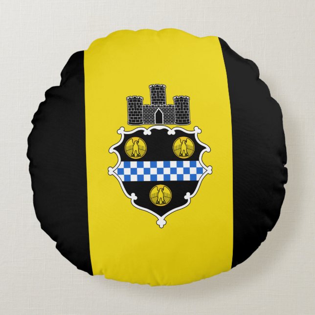 Vlag van Pittsburgh, Pennsylvania Round Pillow Rond Kussen (Voorkant)