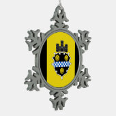 Vlag van Pittsburgh, Pennsylvania Snowflake Pewter Tin Sneeuwvlok Ornament (Links)