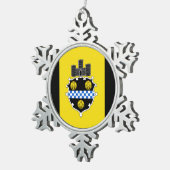 Vlag van Pittsburgh, Pennsylvania Snowflake Pewter Tin Sneeuwvlok Ornament (Rechts)