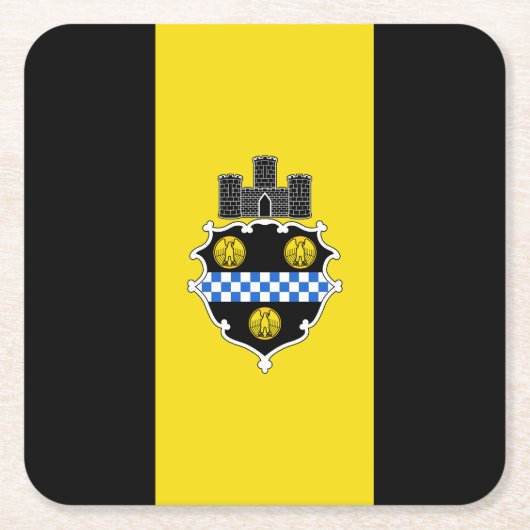 Vlag van Pittsburgh, Pennsylvania Square Paper Coa Kartonnen Onderzetters (Voorkant)