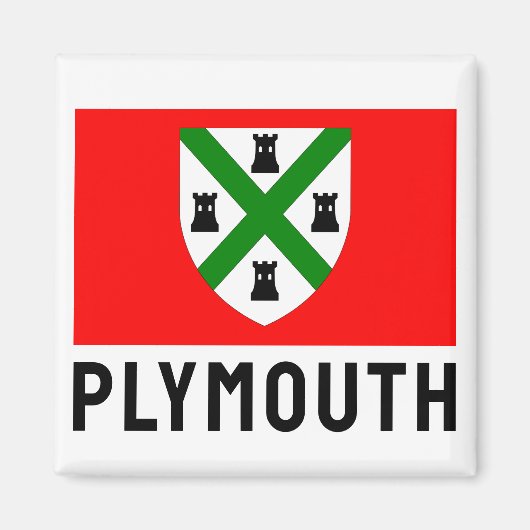 Vlag van Plymouth (Engeland) Magneet (Voorkant)