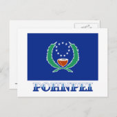 vlag van Pohnpei, met naam Briefkaart (Voorkant / Achterkant)