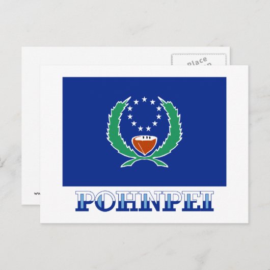 vlag van Pohnpei, met naam Briefkaart (Voorkant / Achterkant)