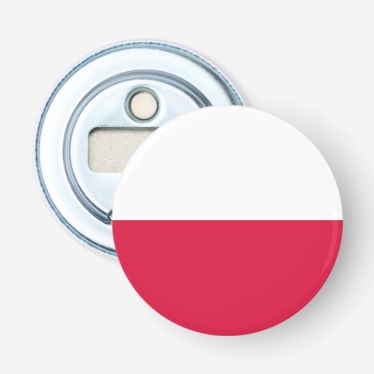 Vlag van Polen Button Flesopener (Voorkant)