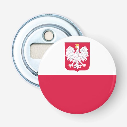 Vlag van Polen Button Flesopener (Voorkant)
