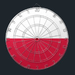Vlag van Polen Dartbord<br><div class="desc">Vlag van Polen: "Bóg, Honor i Ojczyzna" → "God, eer en vaderland". De Poolse vlag bestaat uit twee horizontale banden met gelijke breedte. De bovenste band is wit en de onderste band is rood.</div>