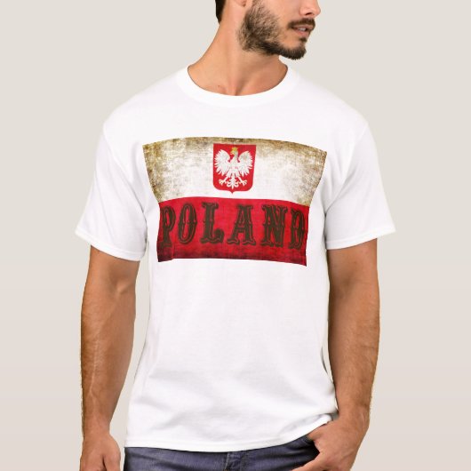 Vlag van Polen Grunge T-shirt (Voorkant)